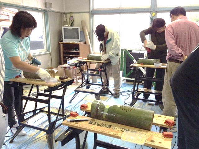 神崎町の竹灯りワークショップ